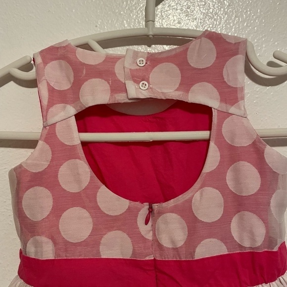 Losan Size 4 Girls White and Pink Polka Dot Summer Dress - Picture 8 of 8